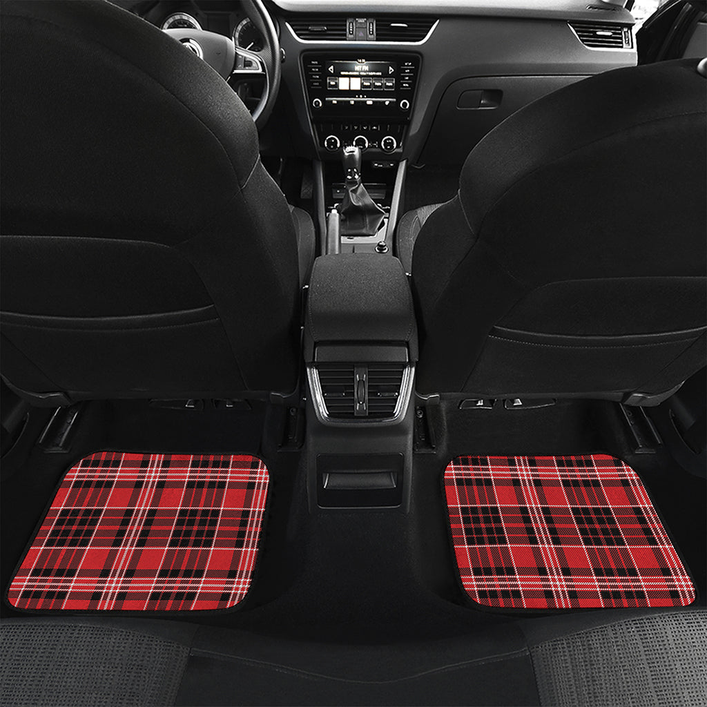 Red Black And White Scottish Plaid Print Front and Back Car Floor Mats