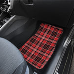 Red Black And White Scottish Plaid Print Front and Back Car Floor Mats