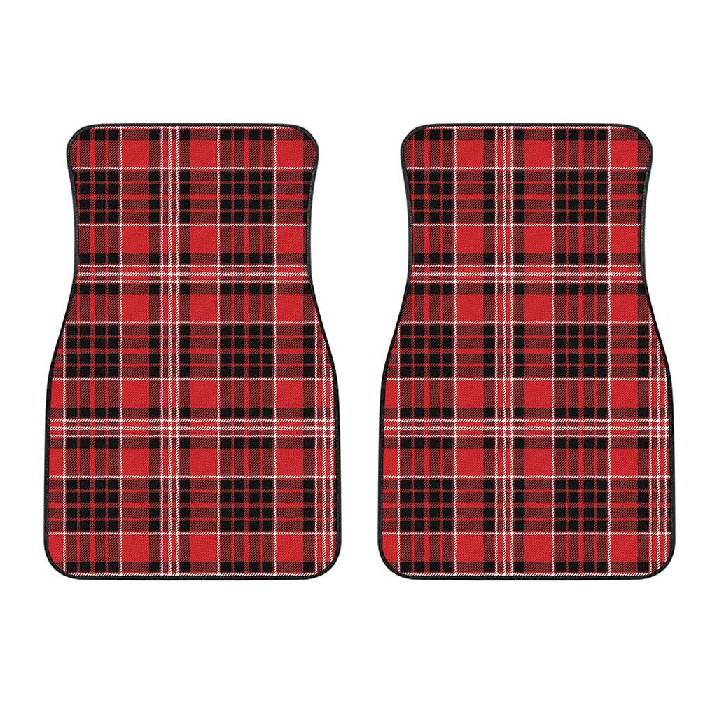 Red Black And White Scottish Plaid Print Front Car Floor Mats