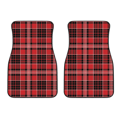 Red Black And White Scottish Plaid Print Front Car Floor Mats