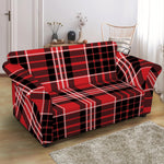 Red Black And White Scottish Plaid Print Loveseat Slipcover