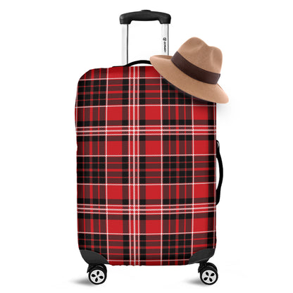 Red Black And White Scottish Plaid Print Luggage Cover