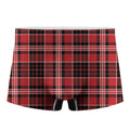 Red Black And White Scottish Plaid Print Men's Boxer Briefs