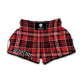 Red Black And White Scottish Plaid Print Muay Thai Boxing Shorts