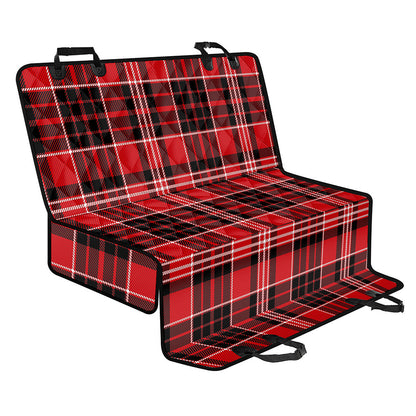 Red Black And White Scottish Plaid Print Pet Car Back Seat Cover