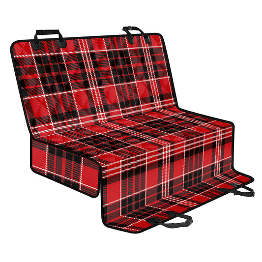 Red Black And White Scottish Plaid Print Pet Car Back Seat Cover