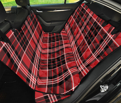 Red Black And White Scottish Plaid Print Pet Car Back Seat Cover