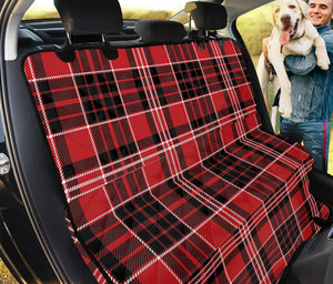Red Black And White Scottish Plaid Print Pet Car Back Seat Cover