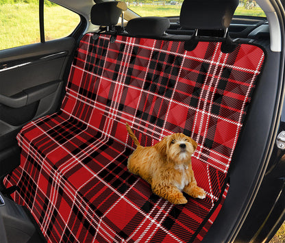 Red Black And White Scottish Plaid Print Pet Car Back Seat Cover