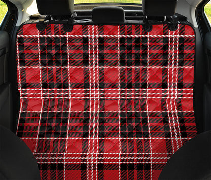 Red Black And White Scottish Plaid Print Pet Car Back Seat Cover