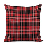 Red Black And White Scottish Plaid Print Pillow Cover