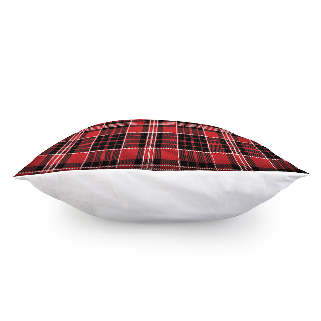 Red Black And White Scottish Plaid Print Pillow Cover