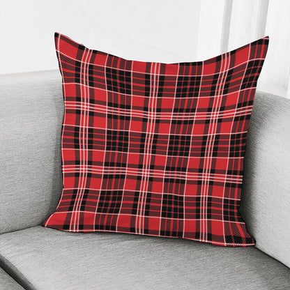 Red Black And White Scottish Plaid Print Pillow Cover