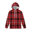Red Black And White Scottish Plaid Print Pullover Hoodie