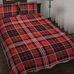 Red Black And White Scottish Plaid Print Quilt Bed Set