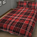 Red Black And White Scottish Plaid Print Quilt Bed Set