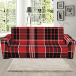 Red Black And White Scottish Plaid Print Sofa Slipcover