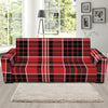 Red Black And White Scottish Plaid Print Sofa Slipcover