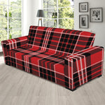 Red Black And White Scottish Plaid Print Sofa Slipcover