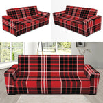 Red Black And White Scottish Plaid Print Sofa Slipcover