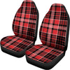 Red Black And White Scottish Plaid Print Universal Fit Car Seat Covers
