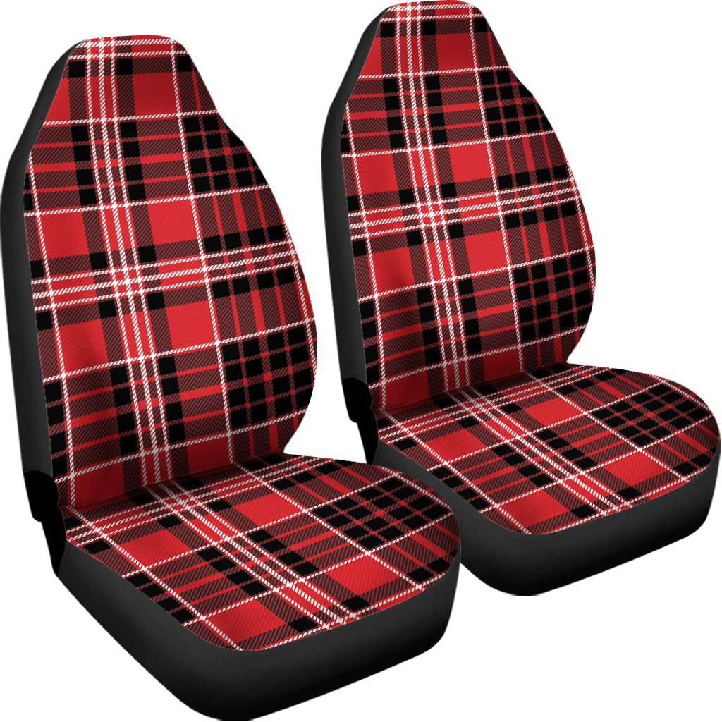 Red Black And White Scottish Plaid Print Universal Fit Car Seat Covers