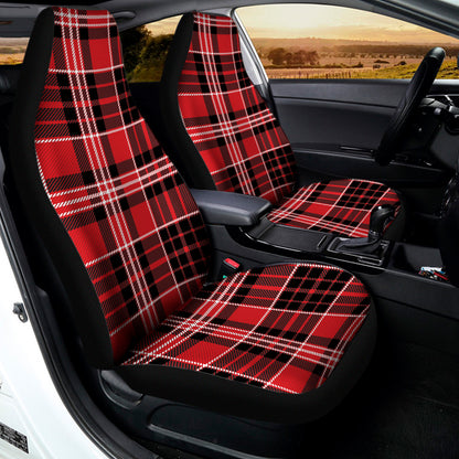 Red Black And White Scottish Plaid Print Universal Fit Car Seat Covers