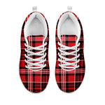 Red Black And White Scottish Plaid Print White Sneakers