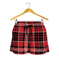 Red Black And White Scottish Plaid Print Women's Shorts