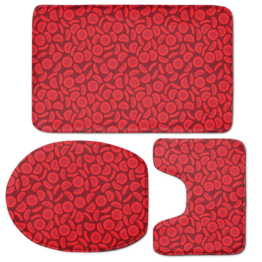 Red Blood Cells Pattern Print 3 Piece Bath Mat Set