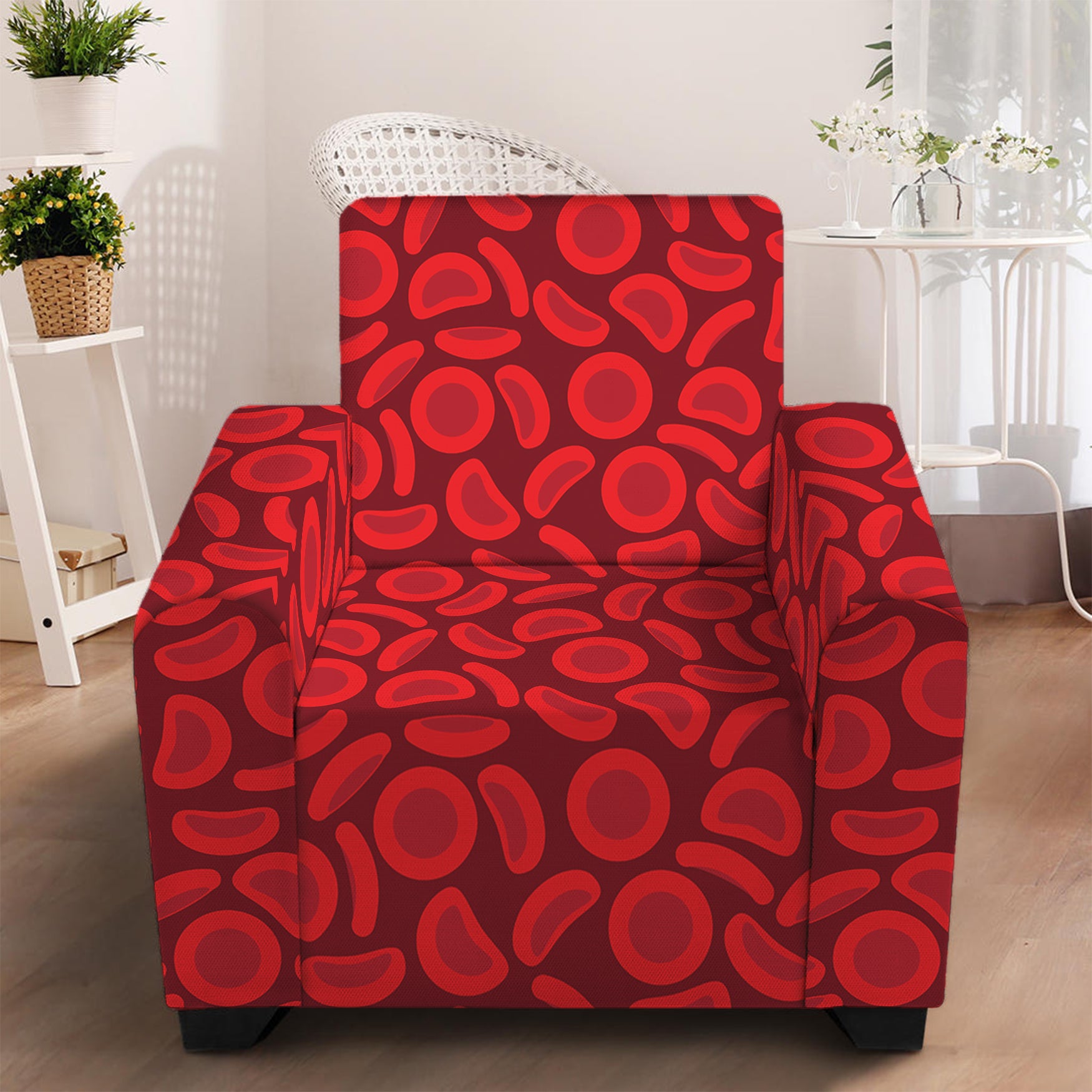 Red Blood Cells Pattern Print Armchair Slipcover