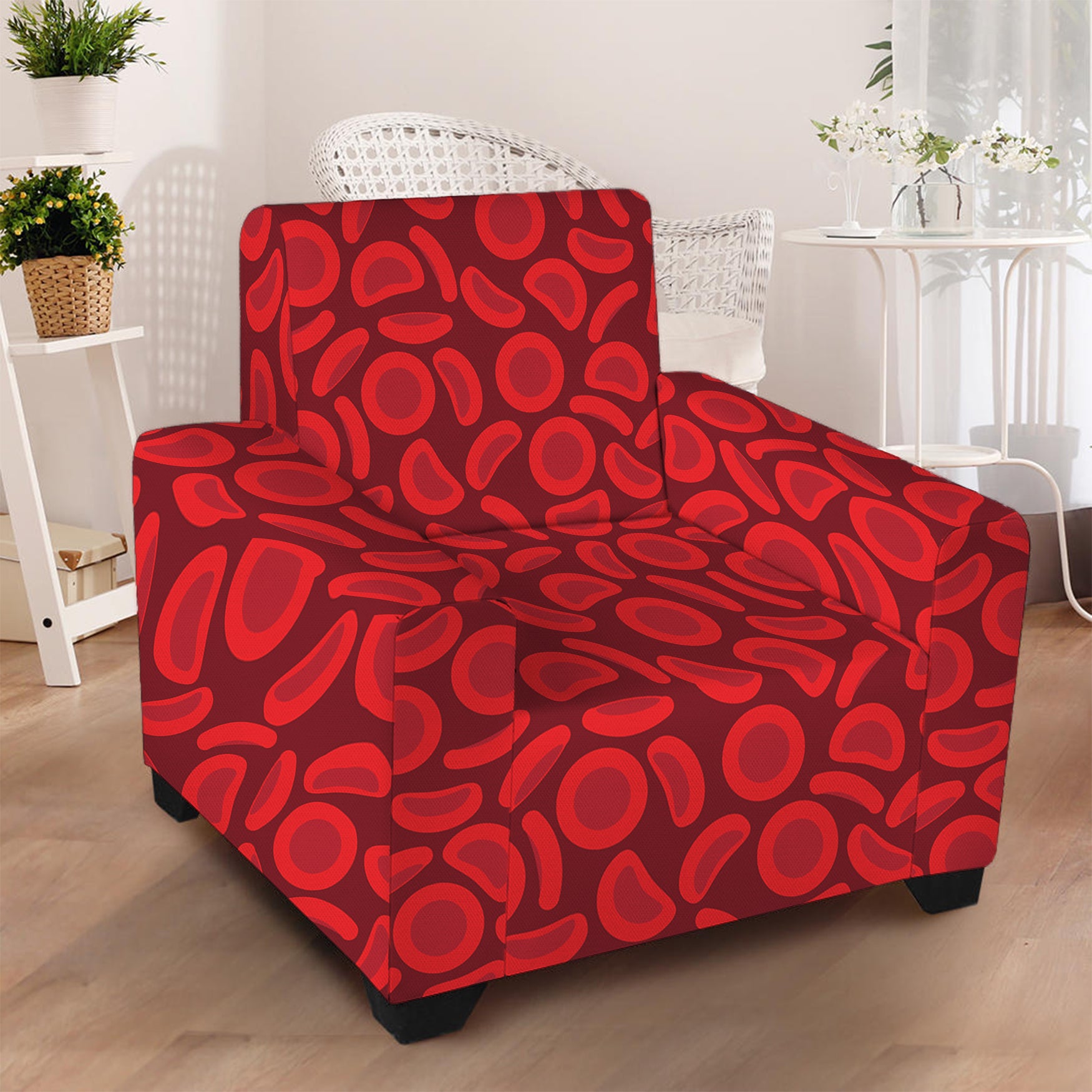 Red Blood Cells Pattern Print Armchair Slipcover