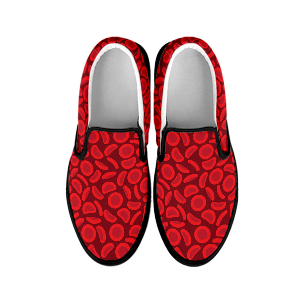 Red Blood Cells Pattern Print Black Slip On Shoes