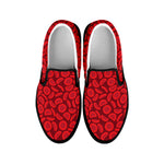 Red Blood Cells Pattern Print Black Slip On Shoes