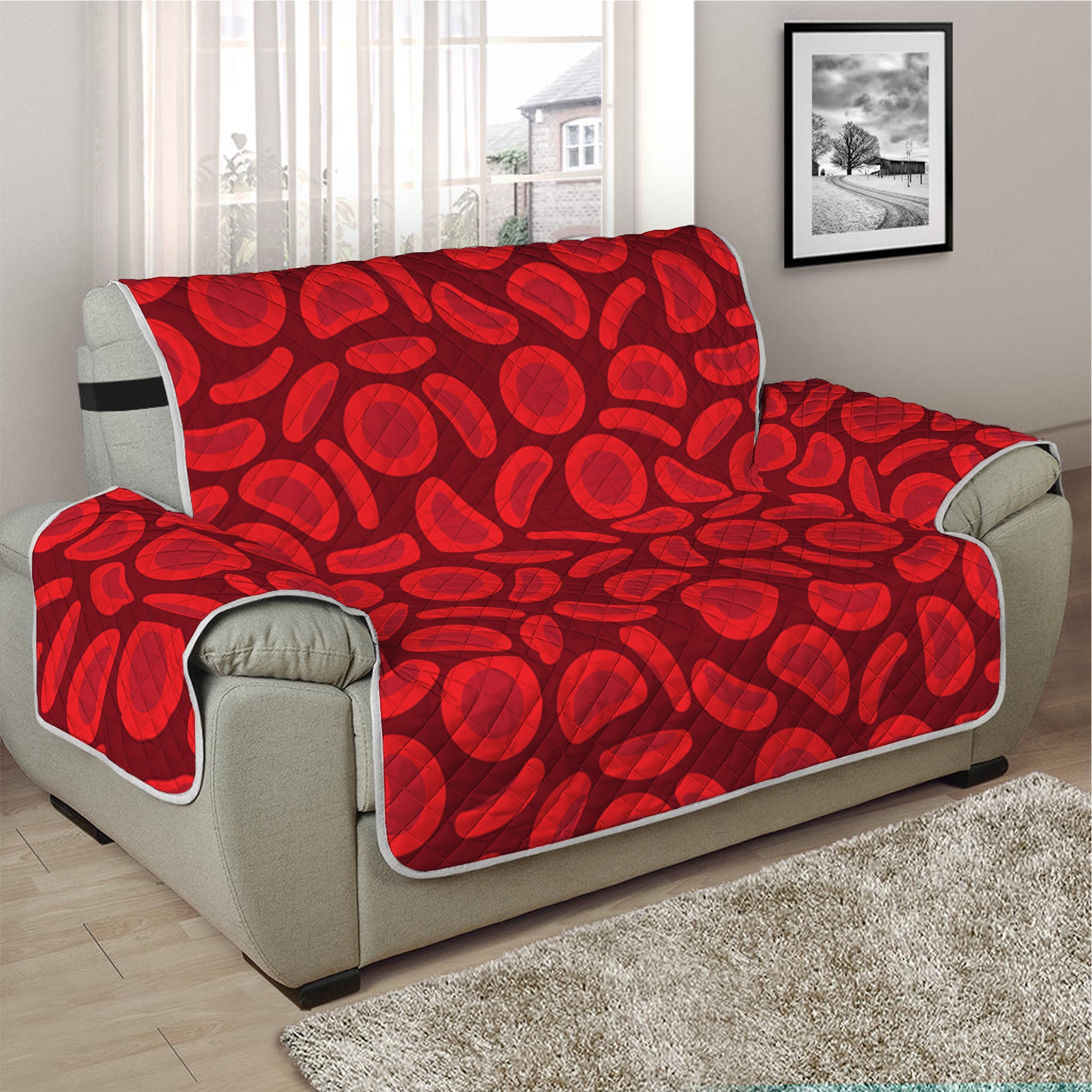 Red Blood Cells Pattern Print Half Sofa Protector