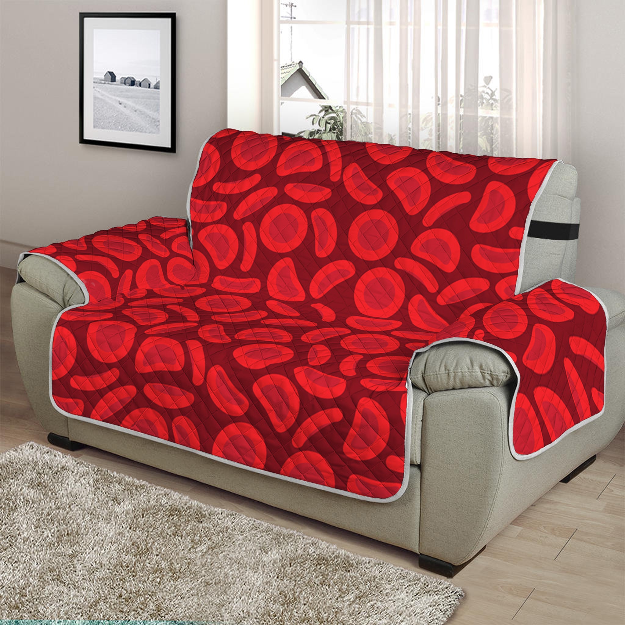 Red Blood Cells Pattern Print Half Sofa Protector