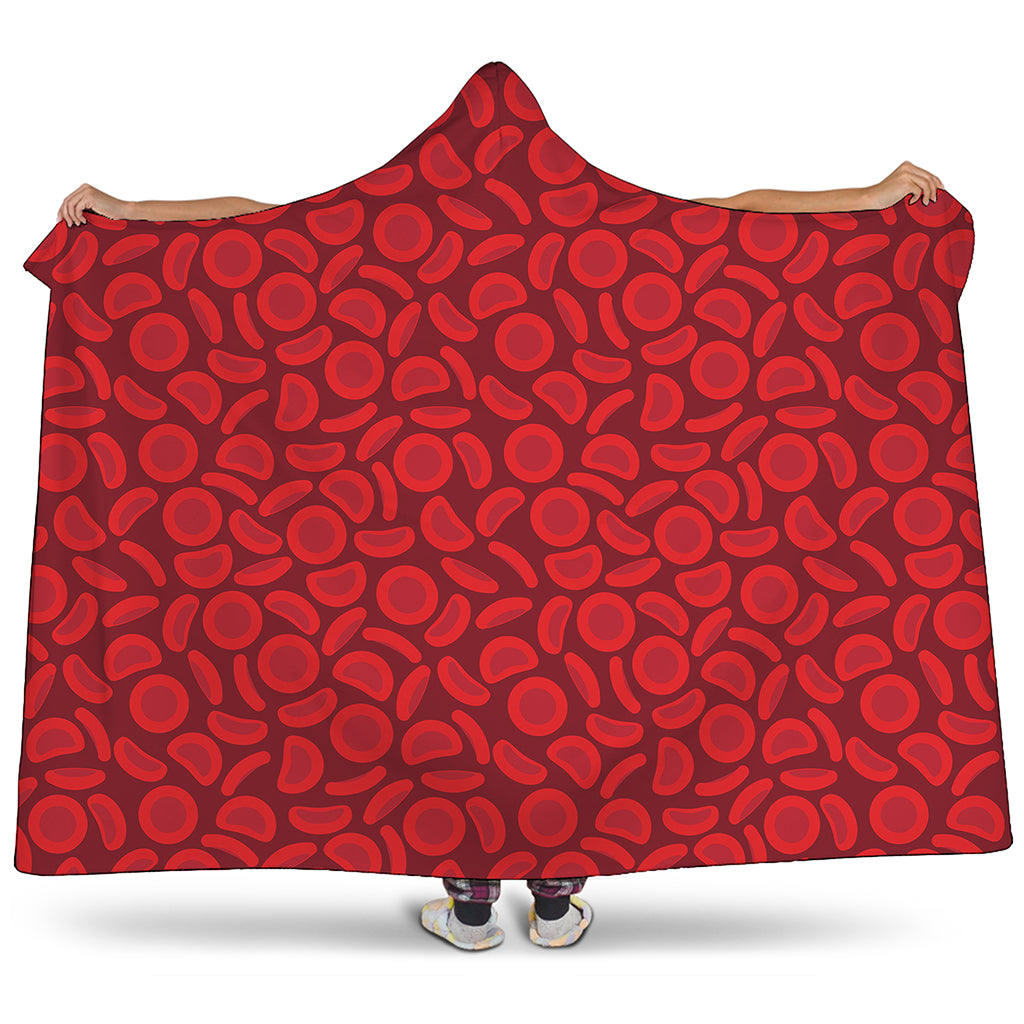 Red Blood Cells Pattern Print Hooded Blanket
