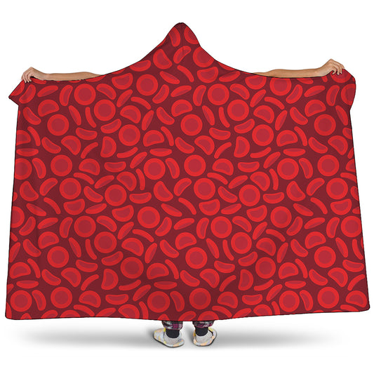 Red Blood Cells Pattern Print Hooded Blanket