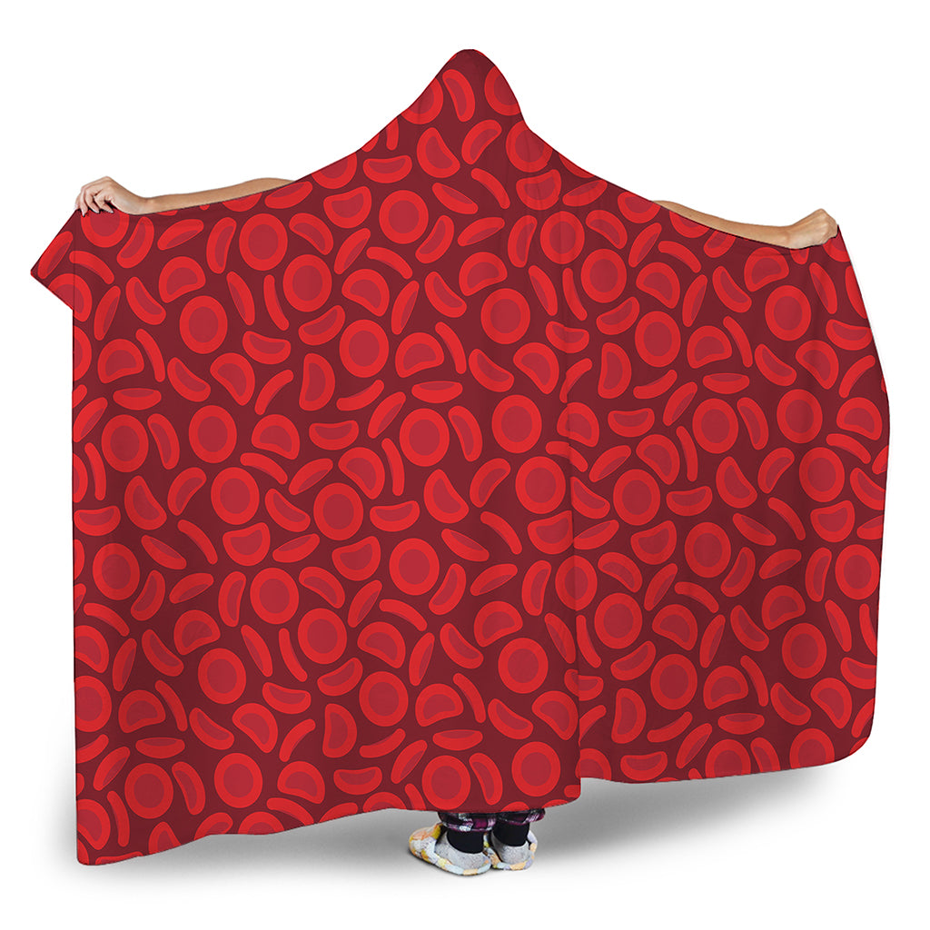 Red Blood Cells Pattern Print Hooded Blanket