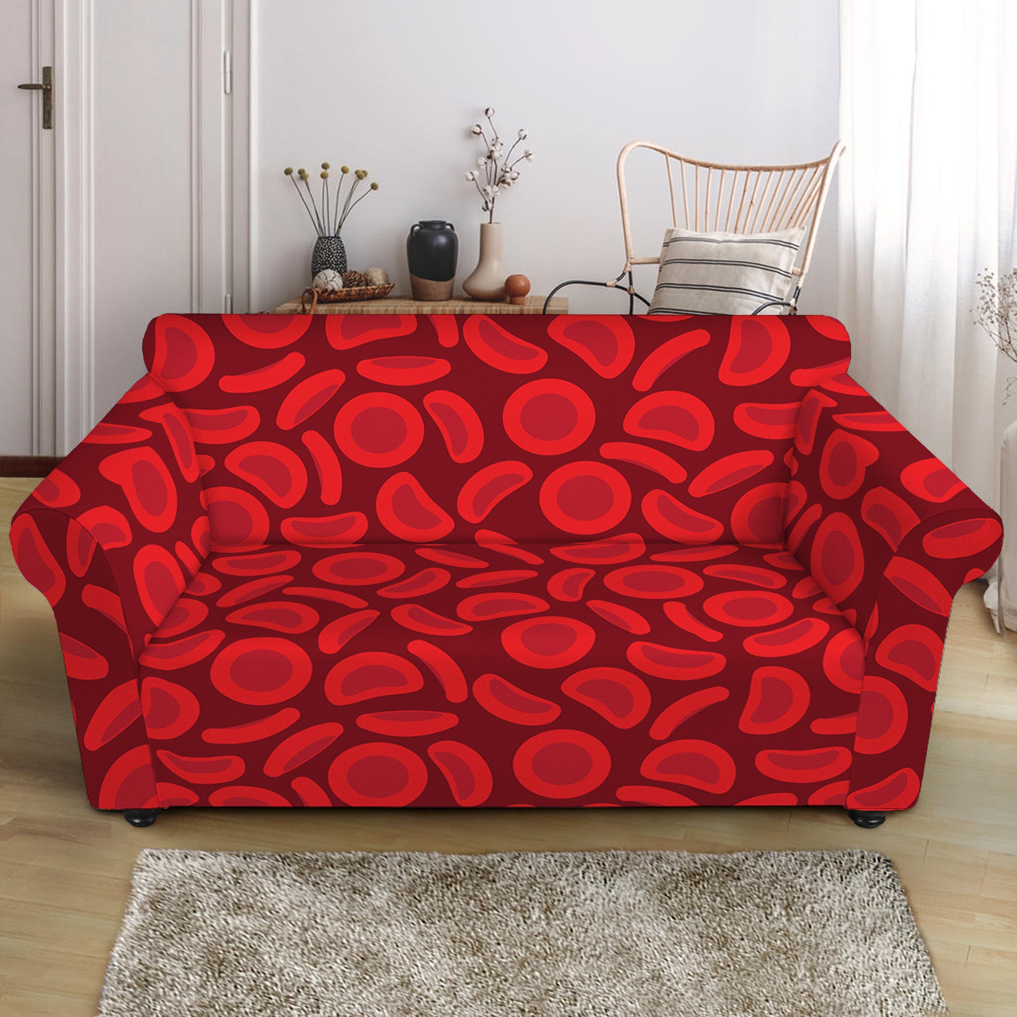 Red Blood Cells Pattern Print Loveseat Slipcover