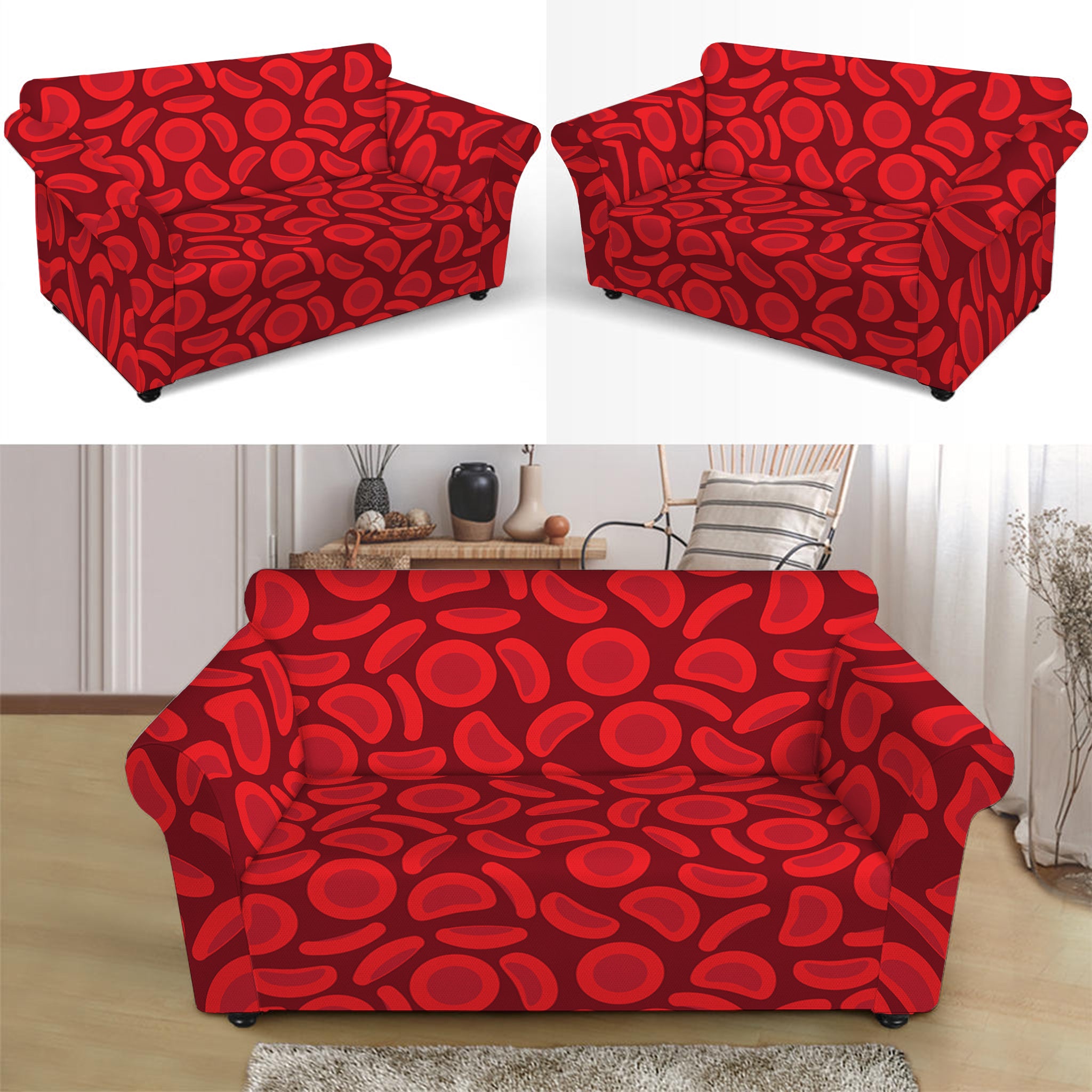 Red Blood Cells Pattern Print Loveseat Slipcover