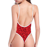 Red Blood Cells Pattern Print One Piece High Cut Swimsuit