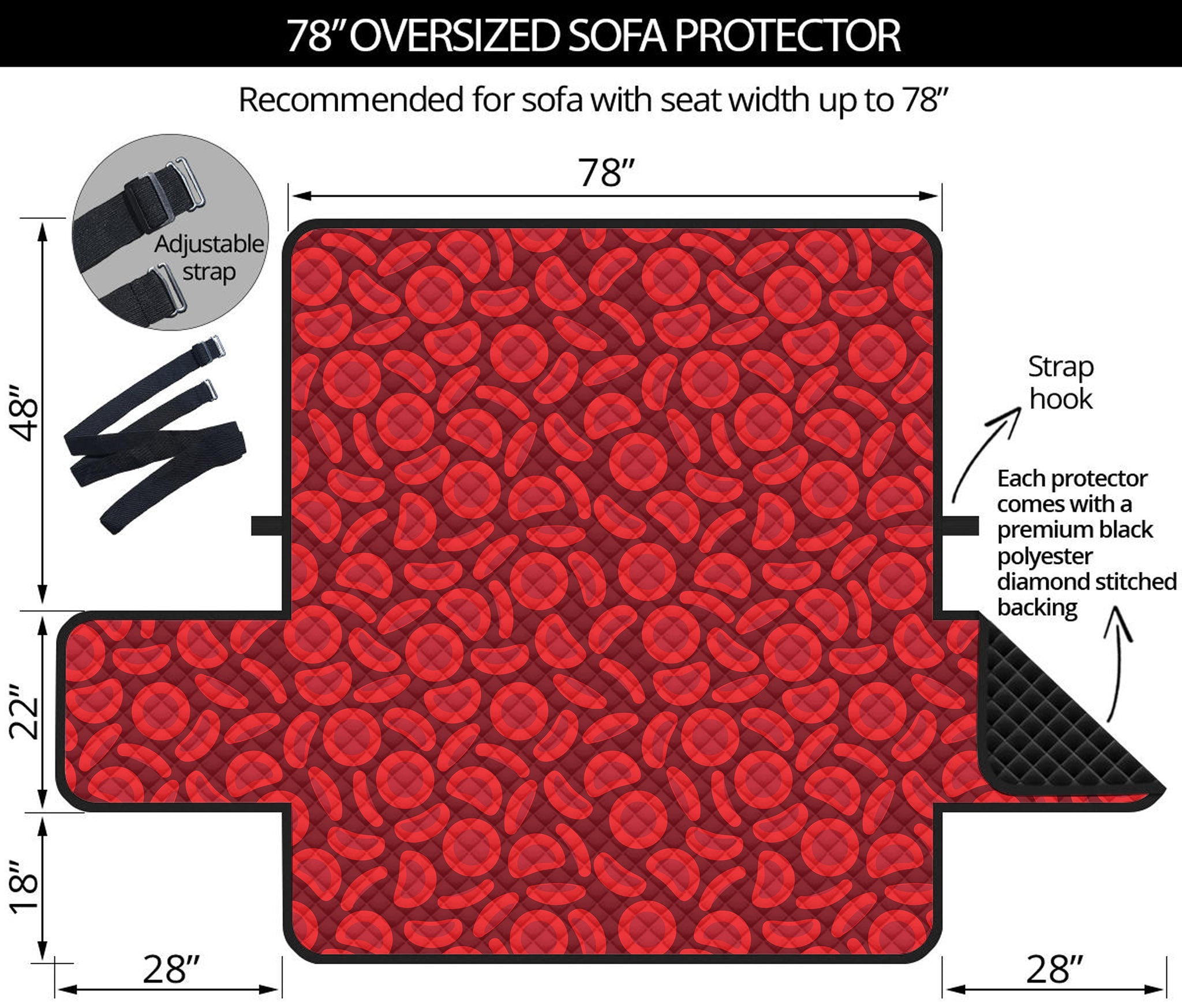 Red Blood Cells Pattern Print Oversized Sofa Protector