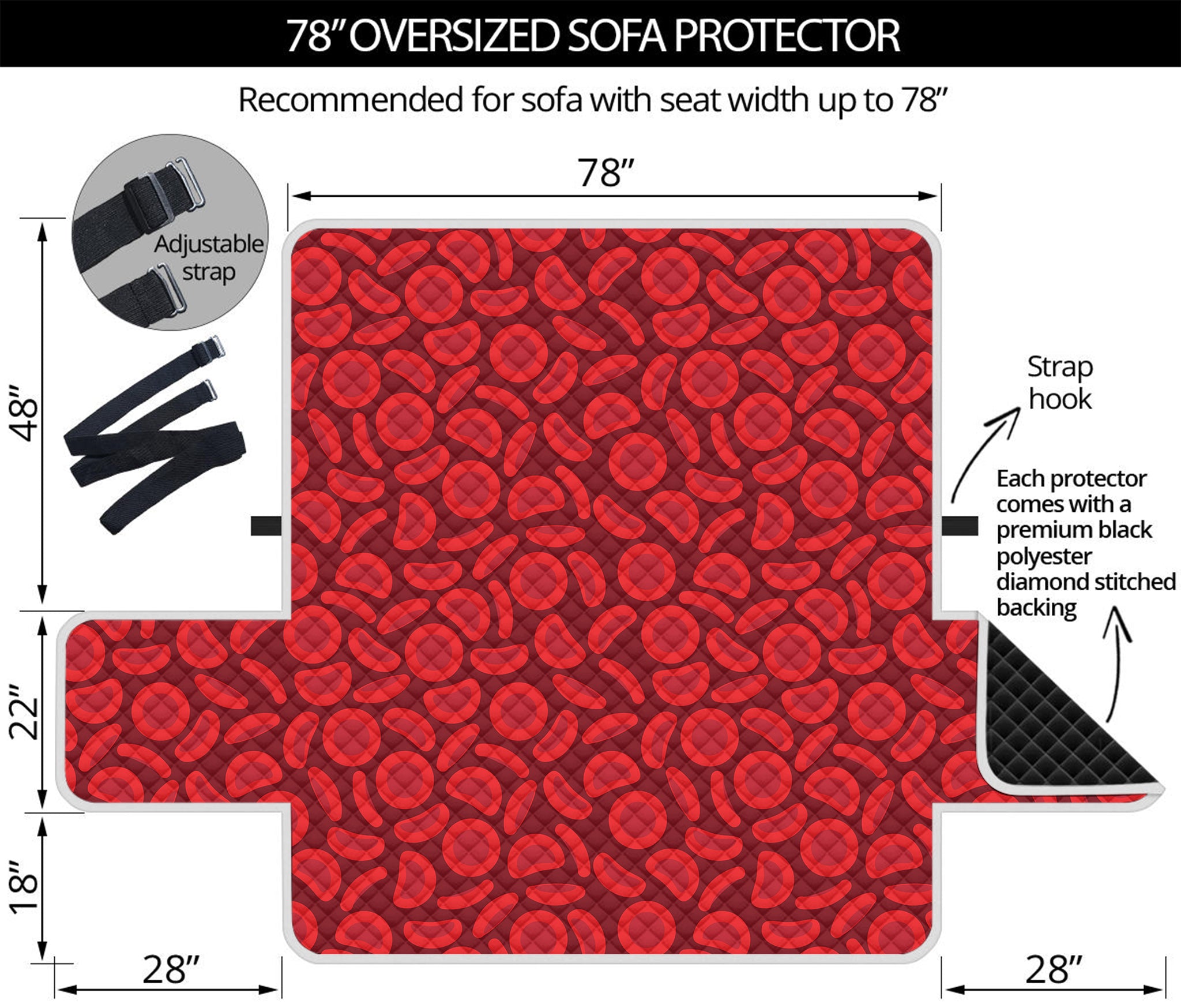 Red Blood Cells Pattern Print Oversized Sofa Protector