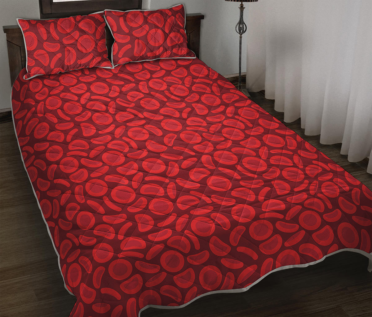 Red Blood Cells Pattern Print Quilt Bed Set