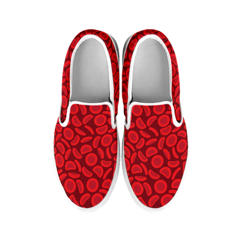 Red Blood Cells Pattern Print White Slip On Shoes