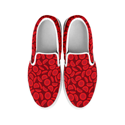 Red Blood Cells Pattern Print White Slip On Shoes