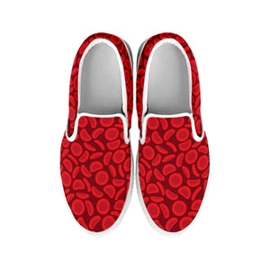 Red Blood Cells Pattern Print White Slip On Shoes