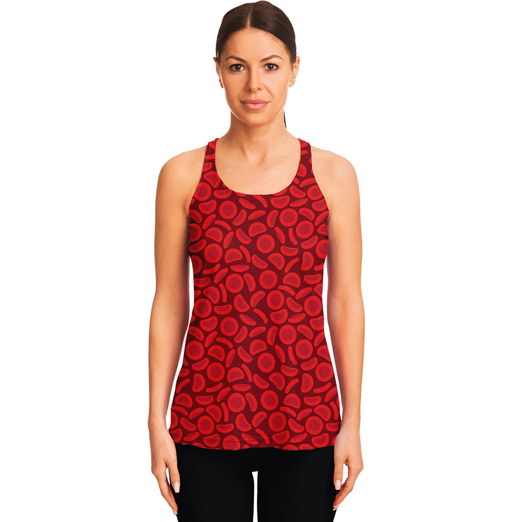 Red Blood Cells Pattern Print Women's Racerback Tank Top
