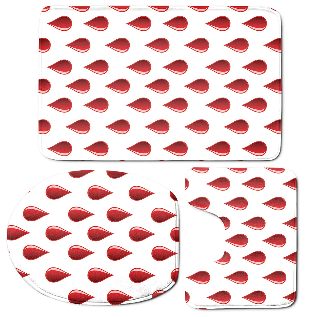 Red Blood Drop Pattern Print 3 Piece Bath Mat Set